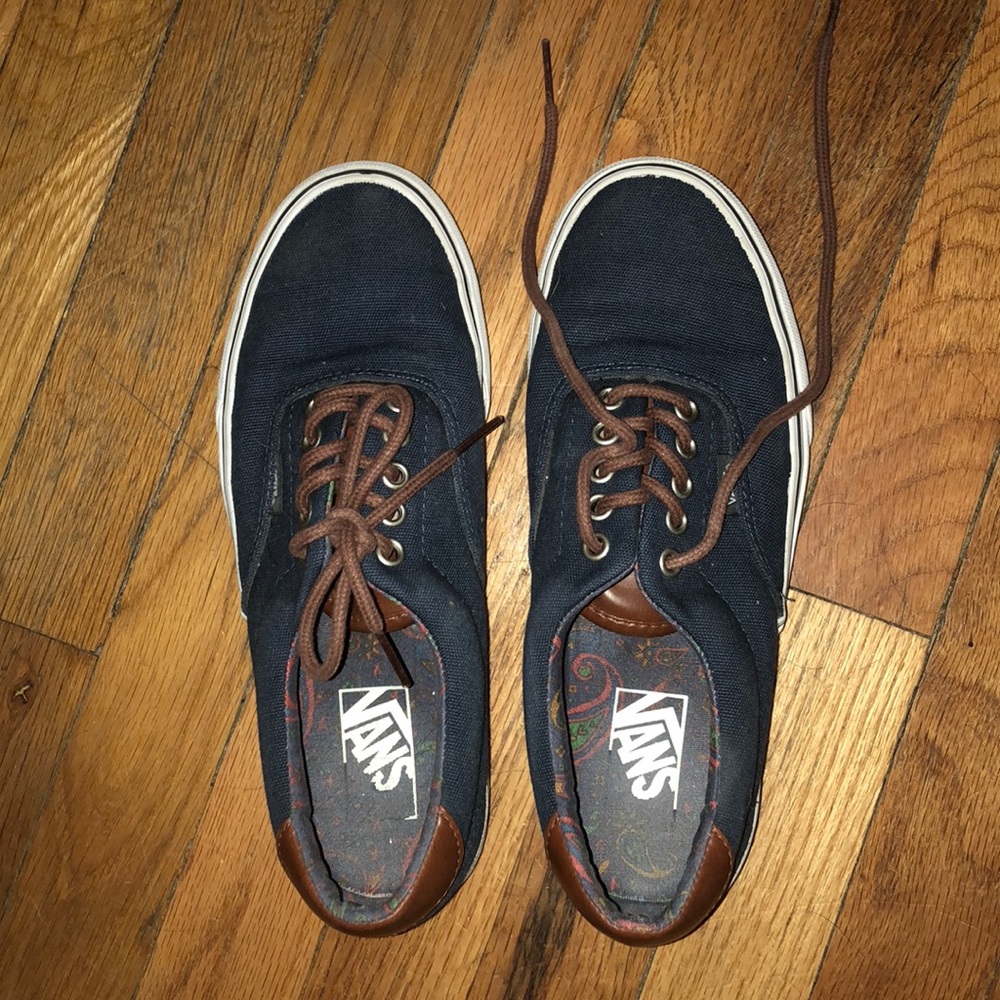 Navy blue and brown vans